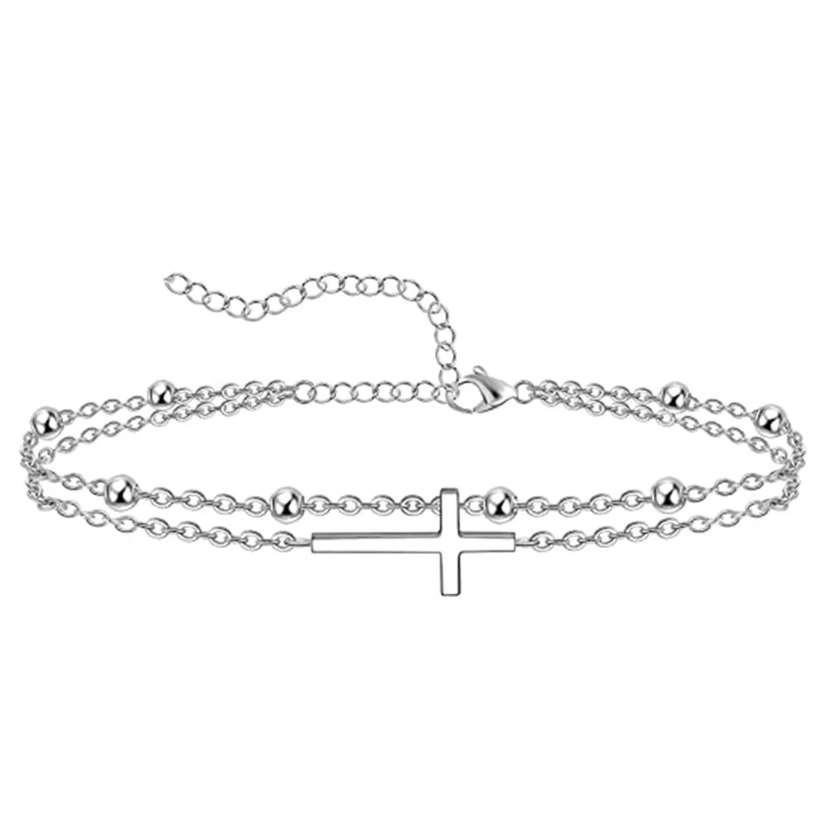 handmade bracelet for women-Lady Beach Streetwear Cross Heart Shape Stainless Steel Women'S Anklet