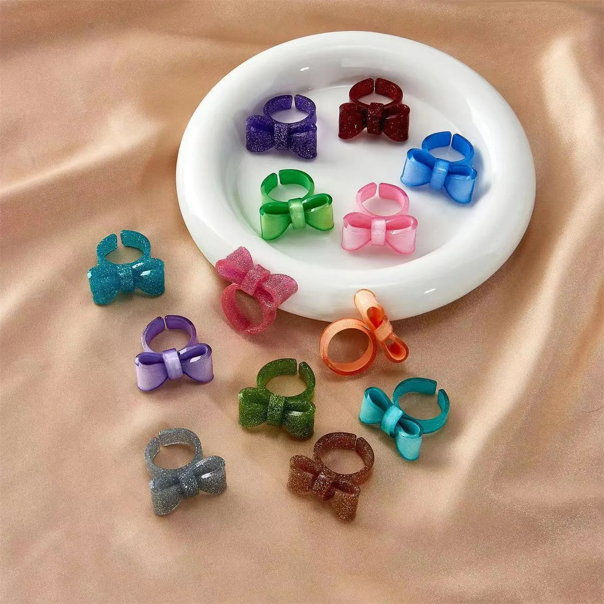 vintage-inspired rings for women-Cartoon Style Cute Bow Knot Arylic Women's Open Rings