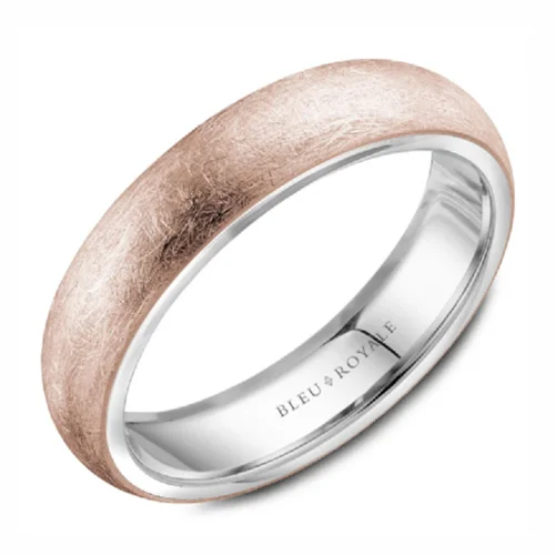 diamond engagement rings with halo settings for women-14K Rose Gold Brushed With White Gold Edge