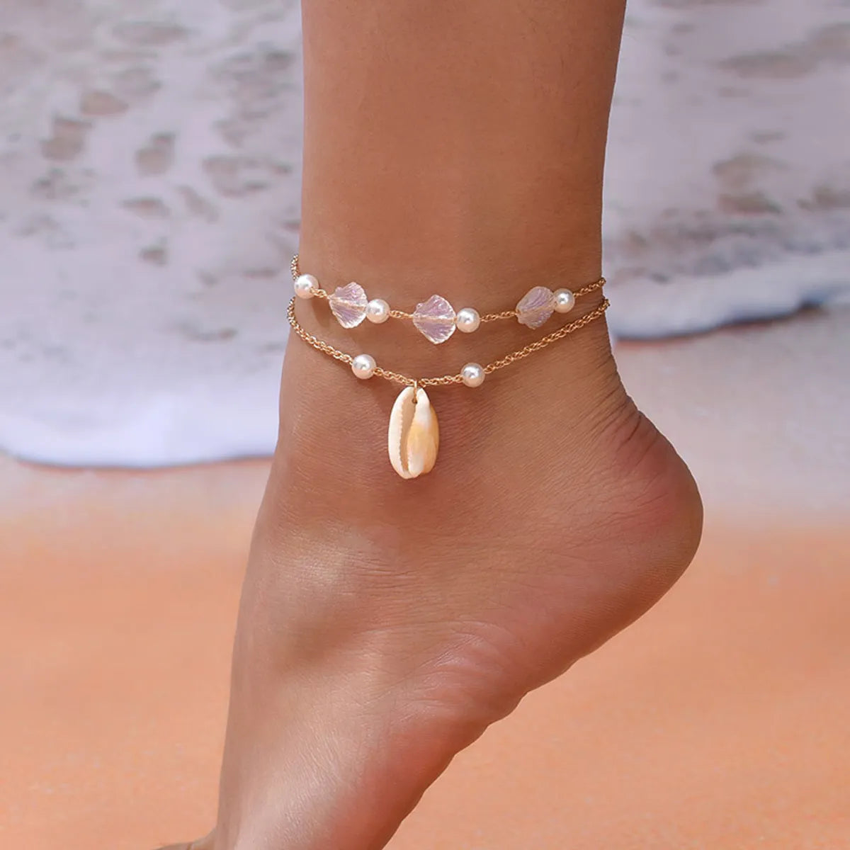 charm bracelet for women-Beach Simple Style Shell Alloy Women's Anklet