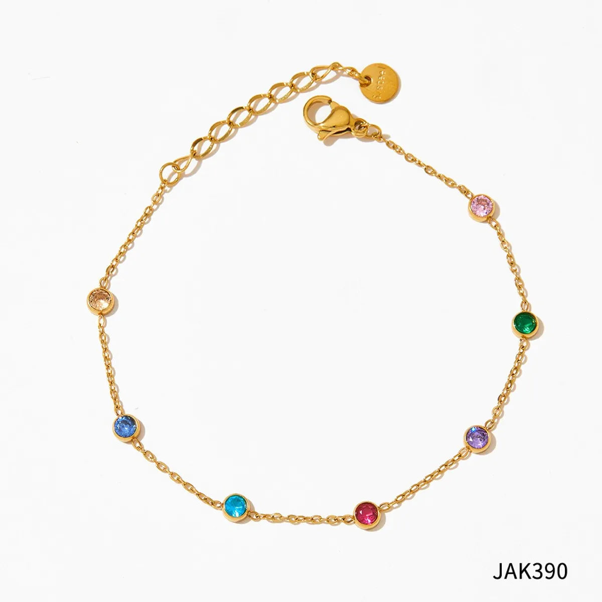 Gold Colorful Crystals Anklet