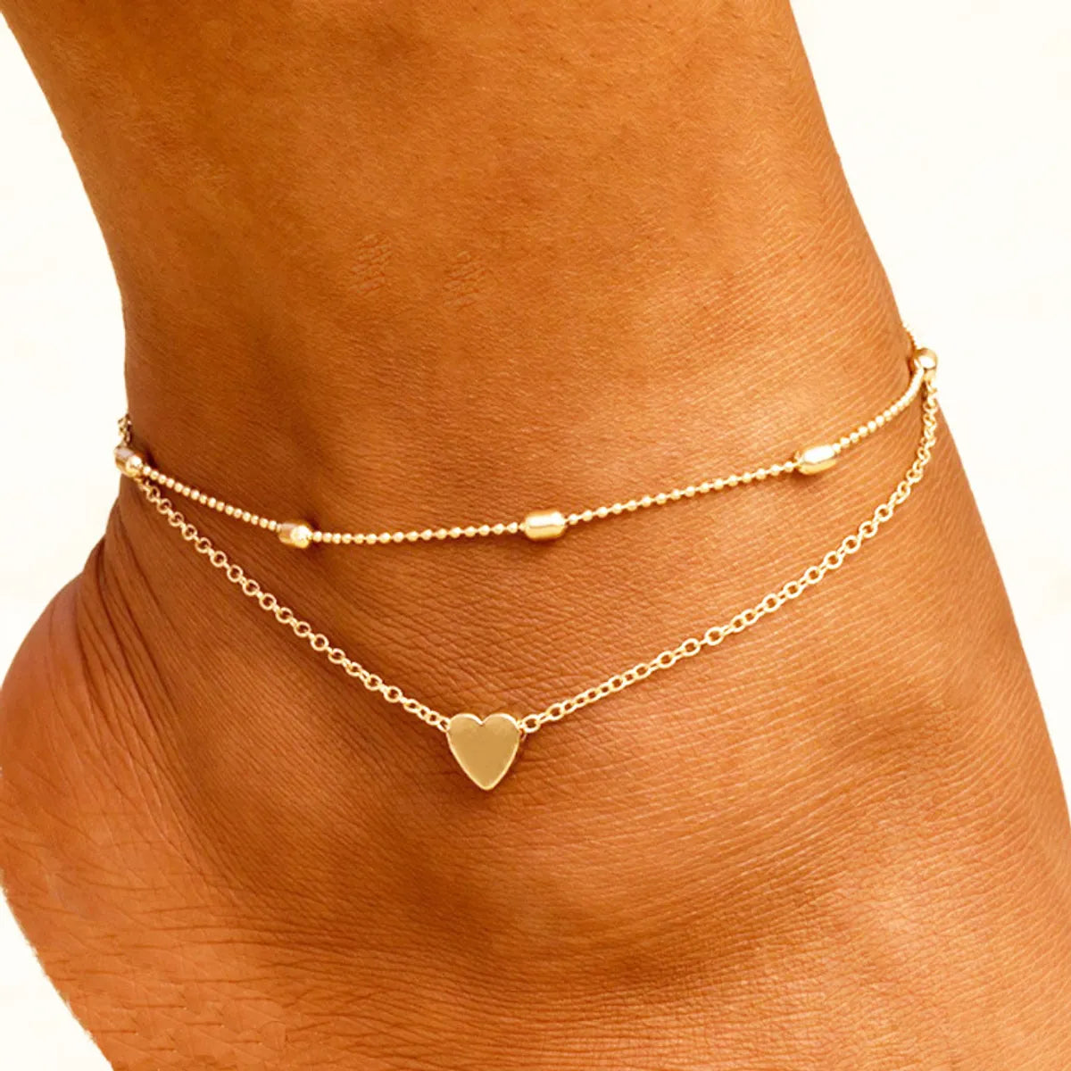 pearl charm bracelet for women-Simple Style Round Heart Shape Gold Plated Silver Plated Imitation Pearl Alloy Wholesale Anklet