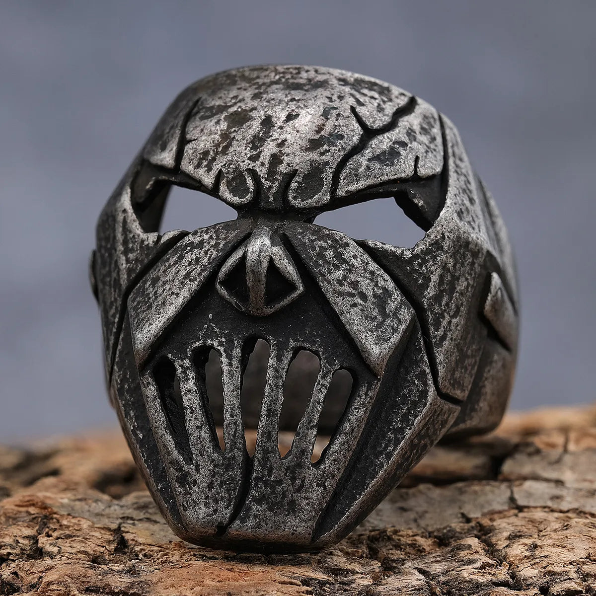 minimal rings for women-Hip-Hop Streetwear Skull 304 Stainless Steel Carving Men'S Rings