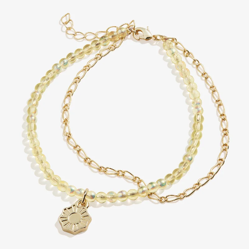 thick bracelet for women-Sun Bead and Chain Anklet