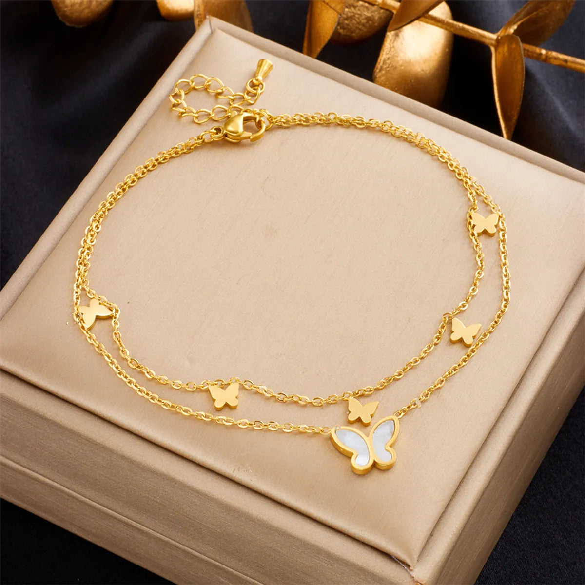 trendy anklet for women-Korean Style Castle Titanium Steel Layered Plating 18k Gold Plated Women's Anklet