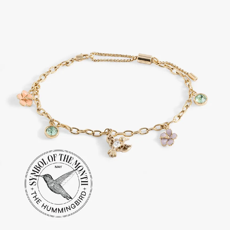 trendy chain bracelet for women-Hummingbird Multicharm Adjustable Anklet