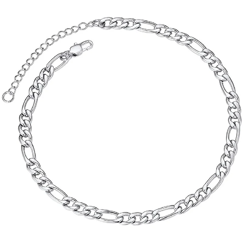 statement bracelet for women-Silver Figaro Anklet