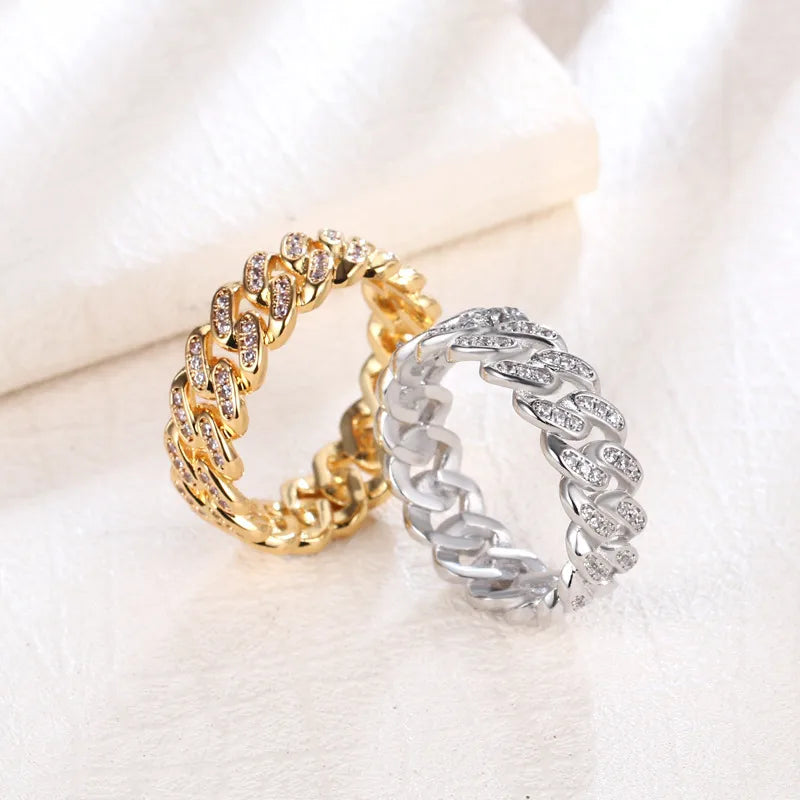 simple rings for women-Simple Style Solid Color Brass Gold Plated Silver Plated Zircon Rings In Bulk