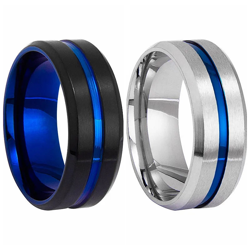 wedding anniversary rings for women-Simple Stainless Steel Two-Color Rings