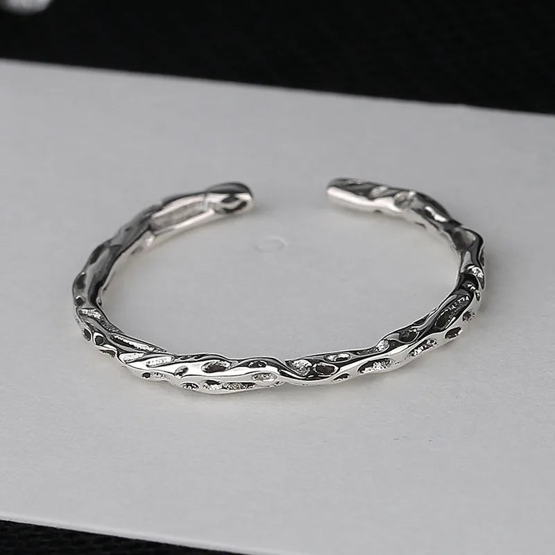 textured rings for women-Basic Modern Style Geometric Sterling Silver Open Rings In Bulk