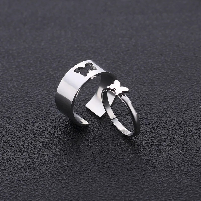 gold engagement rings for women-Stainless Steel Titanium Steel Gold Plated Simple Style Plating Hollow Out Cross Heart Shape Butterfly Rings