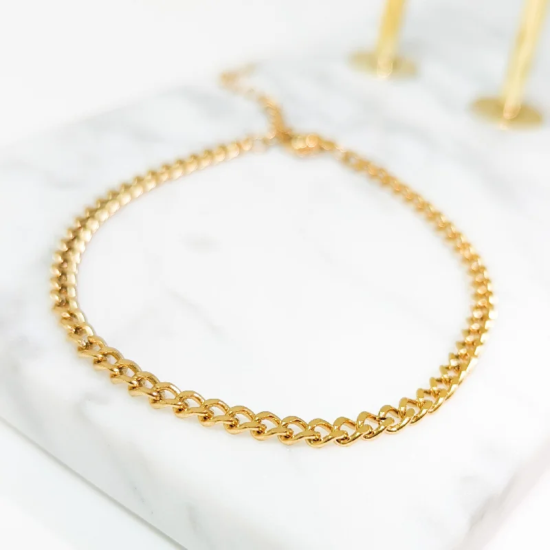 pearl bracelet for women-Gold Cuban Link Anklet