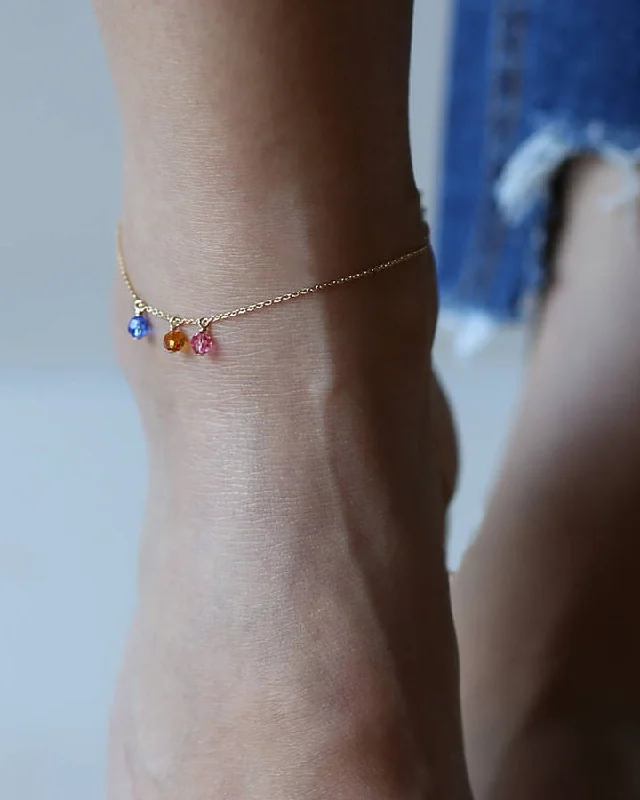 adjustable charm bracelet for women-Birthstone Anklet