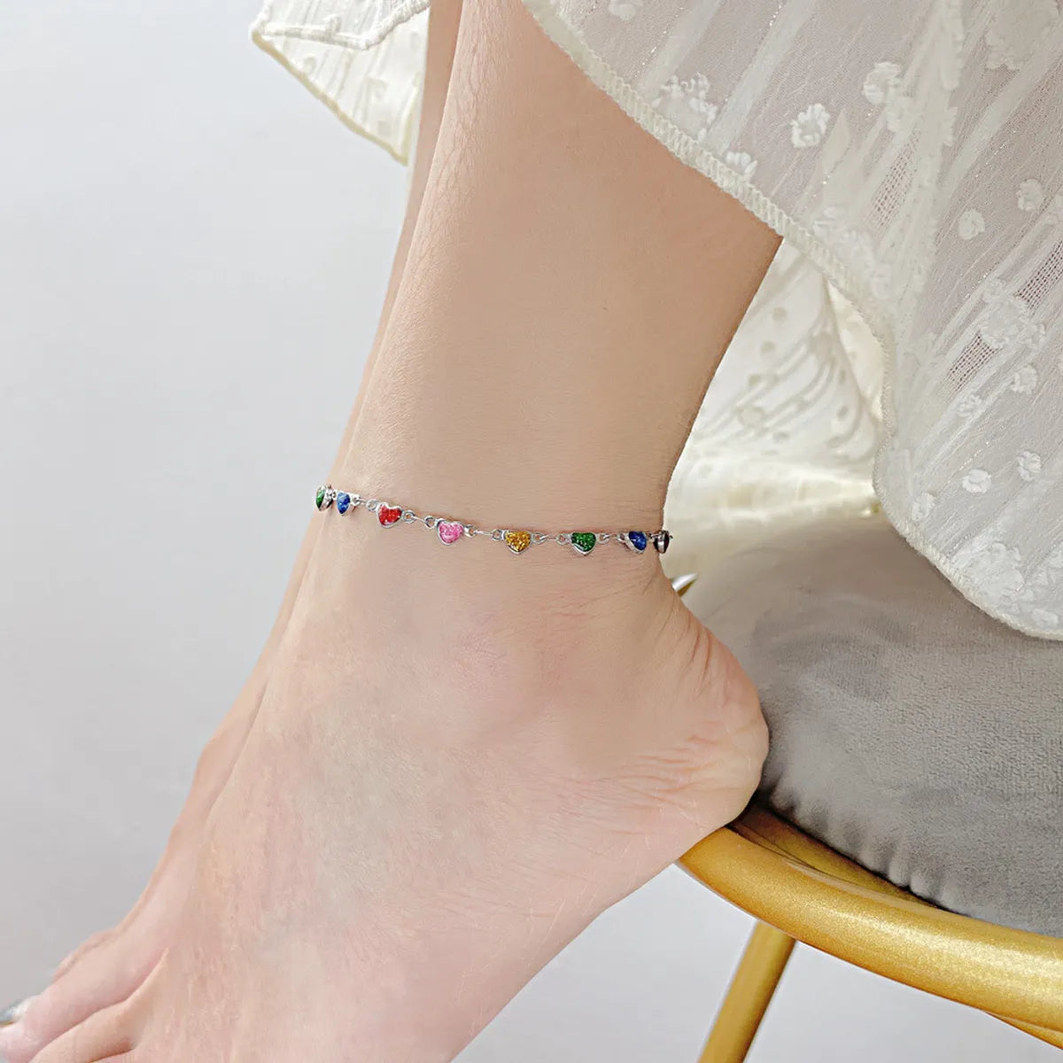 fashionable anklet for women-Sweet Heart Shape 304 Stainless Steel Enamel Women'S Anklet