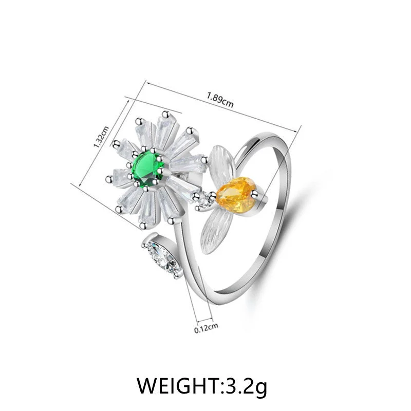 Green Zirconium Little Daisy Spinning Ring