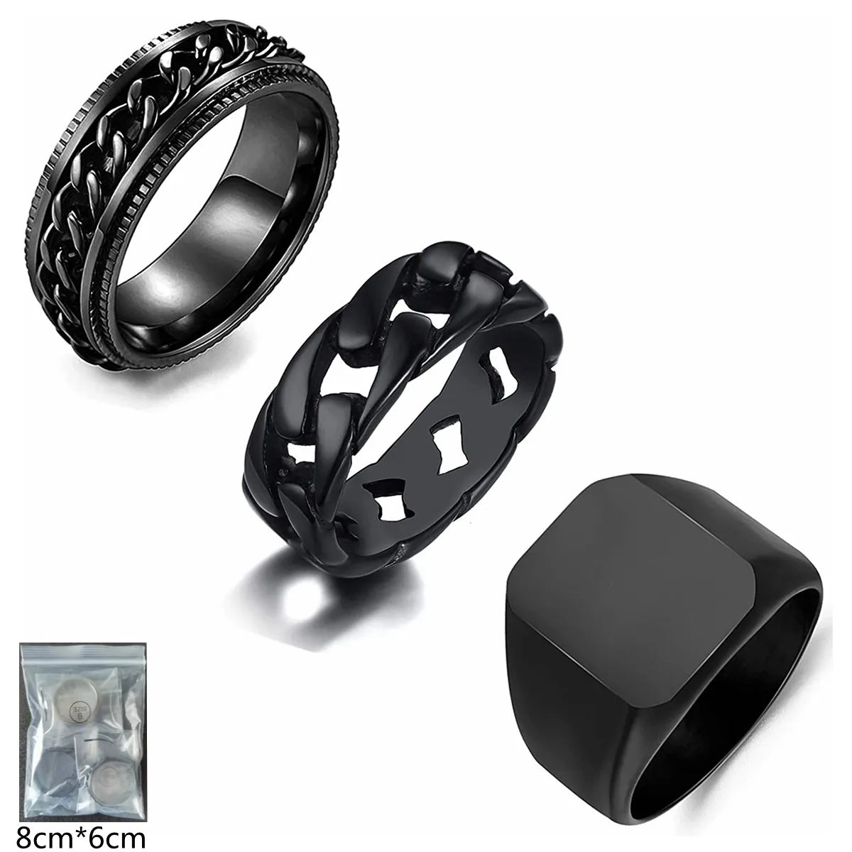 modern engagement rings for women-Punk Geometric 304 Stainless Steel Plating Black Plated Men'S Rings