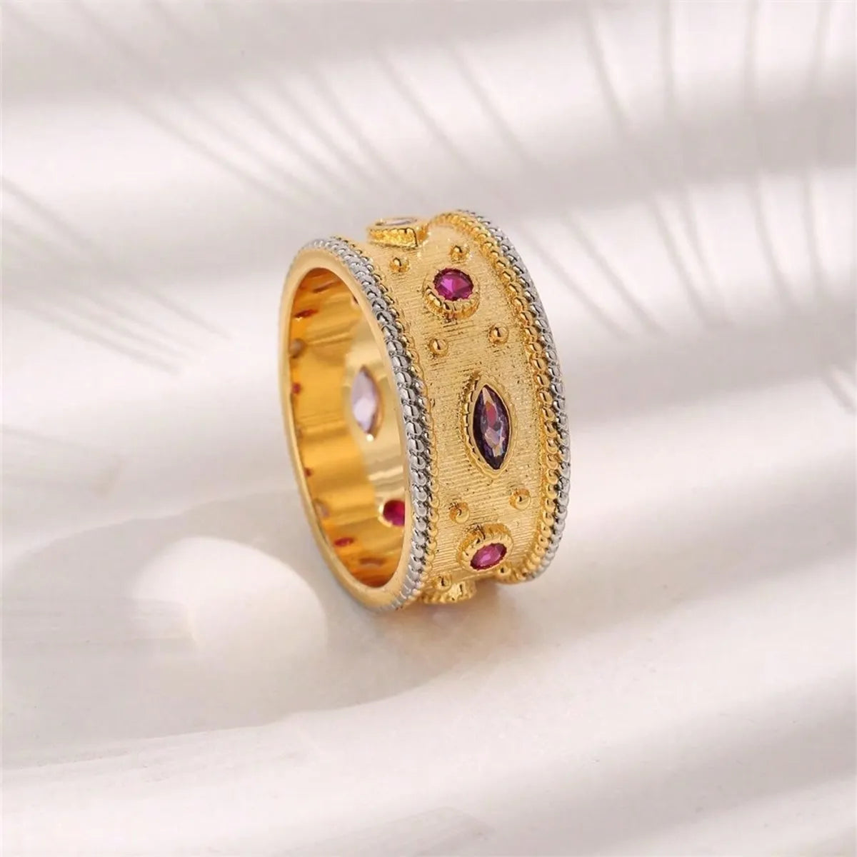 gold engagement rings for women-Copper 18K Gold Plated Classical Lady Plating Inlay Geometric Zircon Open Rings