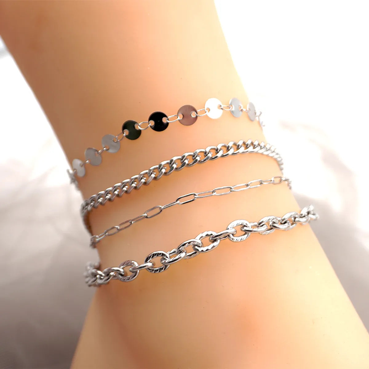 handmade anklet for women-Simple Style Geometric Solid Color Titanium Steel Women'S Anklet