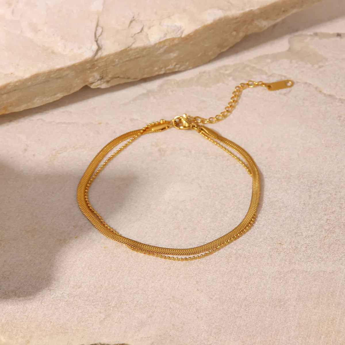 handmade bracelet for women-New Style 18k Gold Plated Stainless Steel Snake Bone Chain Anklet