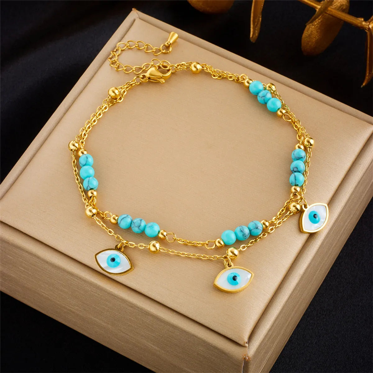 thick gold bracelet for women-Sexy Star Eye Titanium Steel Plating Women'S Anklet