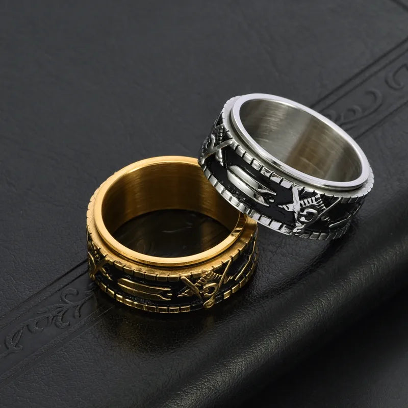 unique rings for women-Elegant Business Luxurious Color Block 304 Stainless Steel Plating 18K Gold Plated Men'S Rings