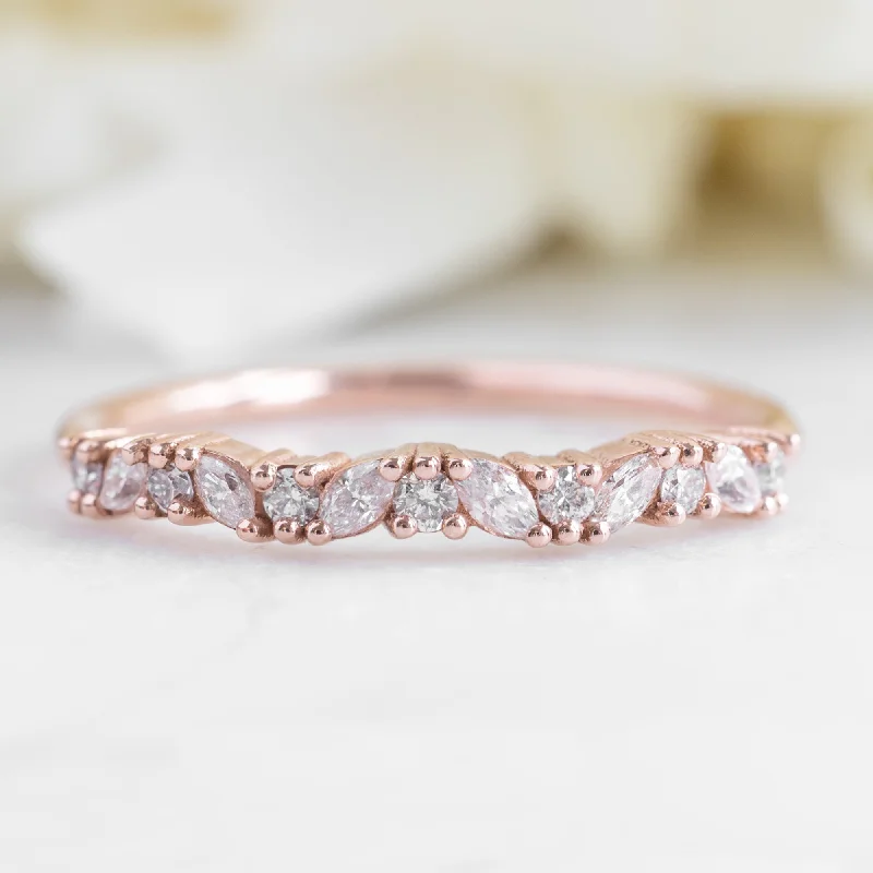 oval diamond engagement rings for women-The Marquise Confetti Stacking Ring | 14K or 18K Rose Gold