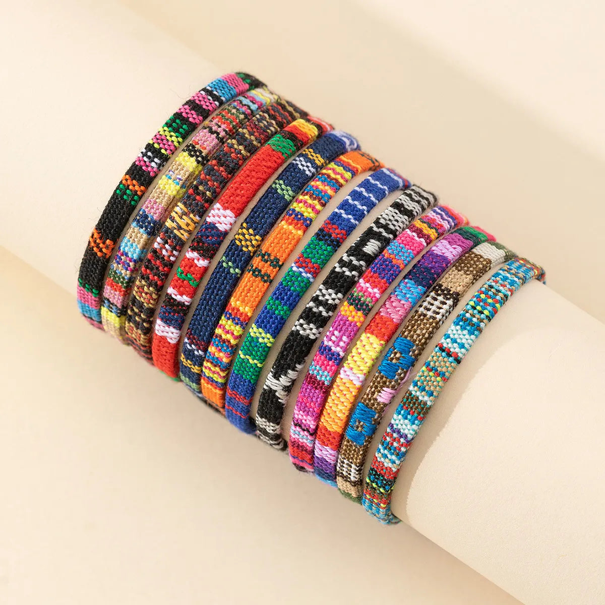 ruby rings for women-Wholesale Jewelry Bohemian Color Block Cotton And Linen Wax Line Knitting Drawstring Bracelets