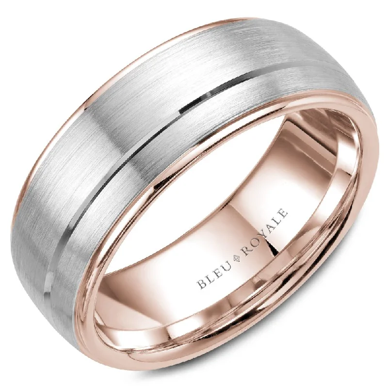 elegant engagement rings for women-14K Rose Gold With White Gold Brushed Center