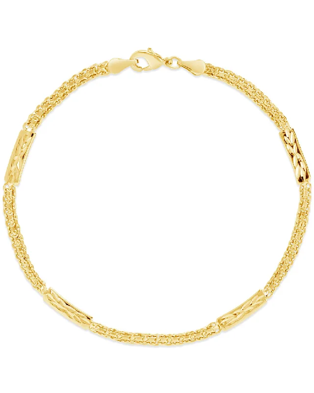 pearl bracelet for women-Textured Station Anklet