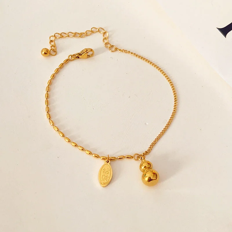 Golden Lucky Gourd Anklet