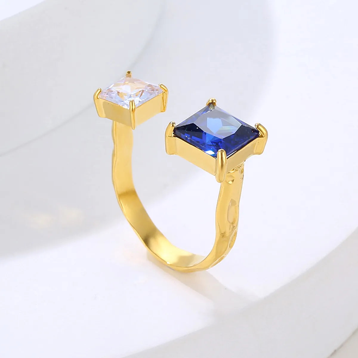 promise rings for women-Retro U Shape Stainless Steel Plating Inlay Zircon 18k Gold Plated Open Rings