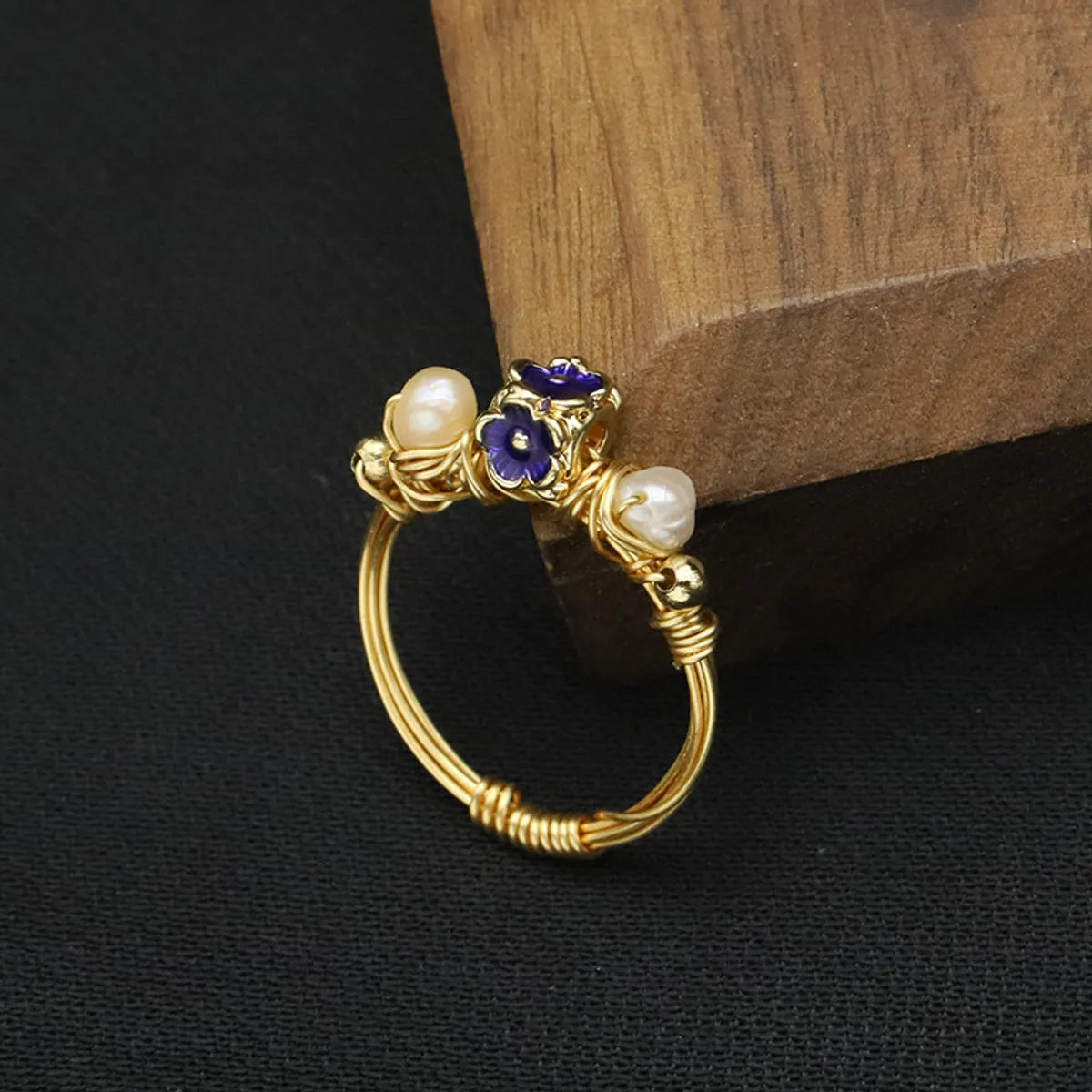 antique rings for women-Retro Round Freshwater Pearl Sterling Silver 18K Gold Plated Rings In Bulk