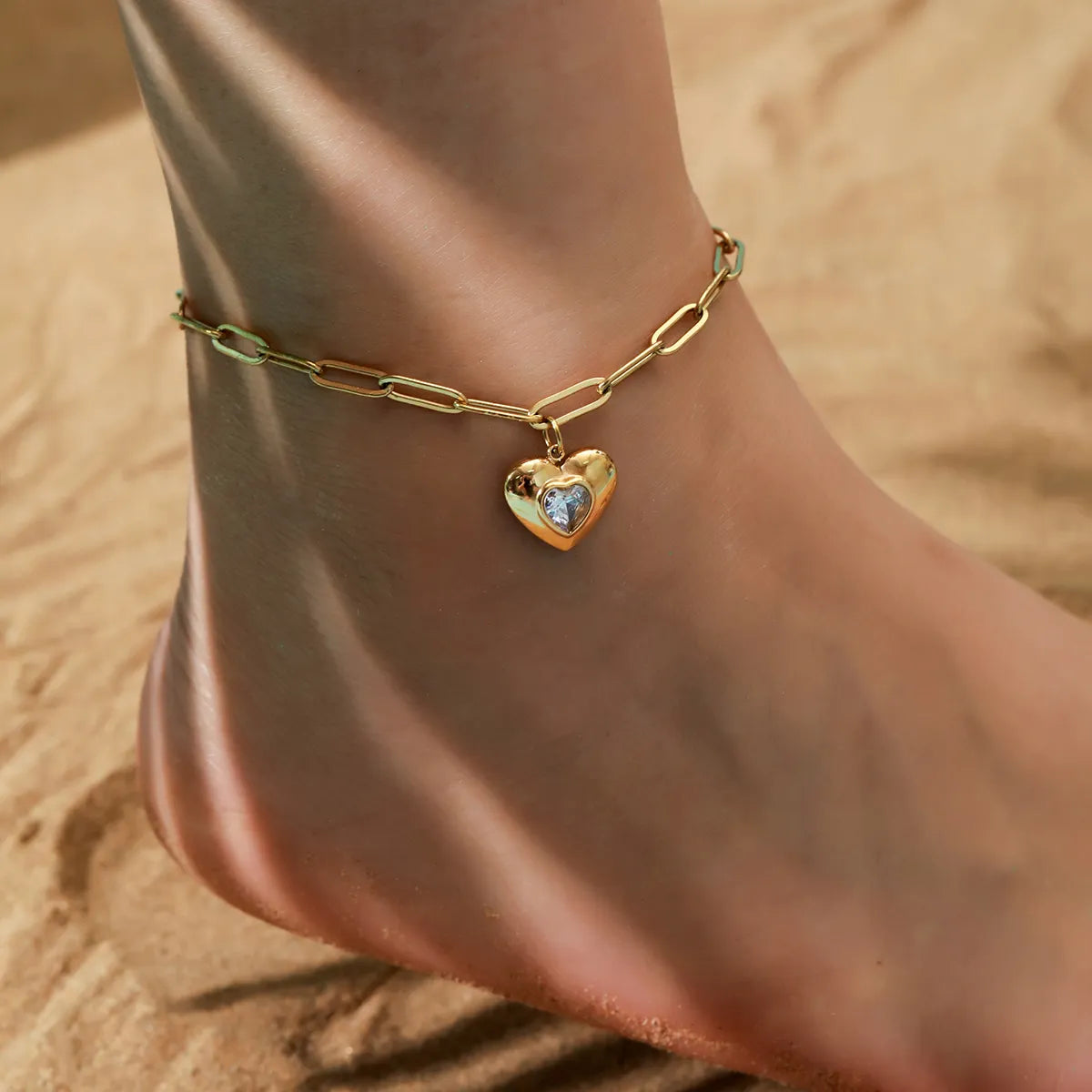 Heart-Shaped Pendant Anklet